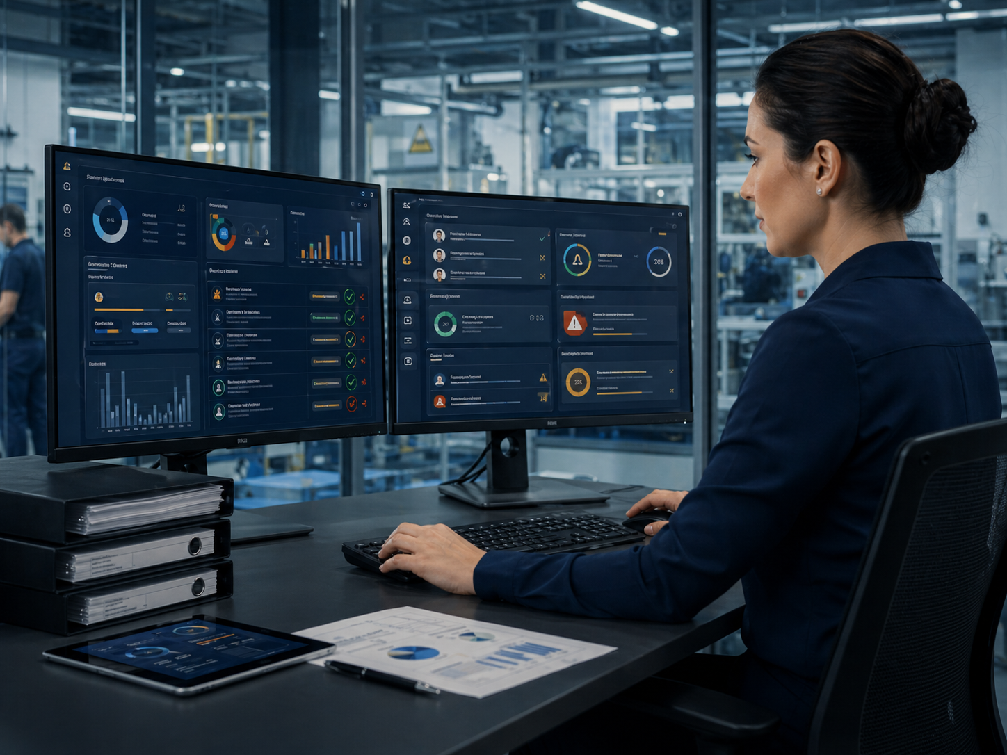 LMS dashboard, certification matrix, training records, and expiration alerts